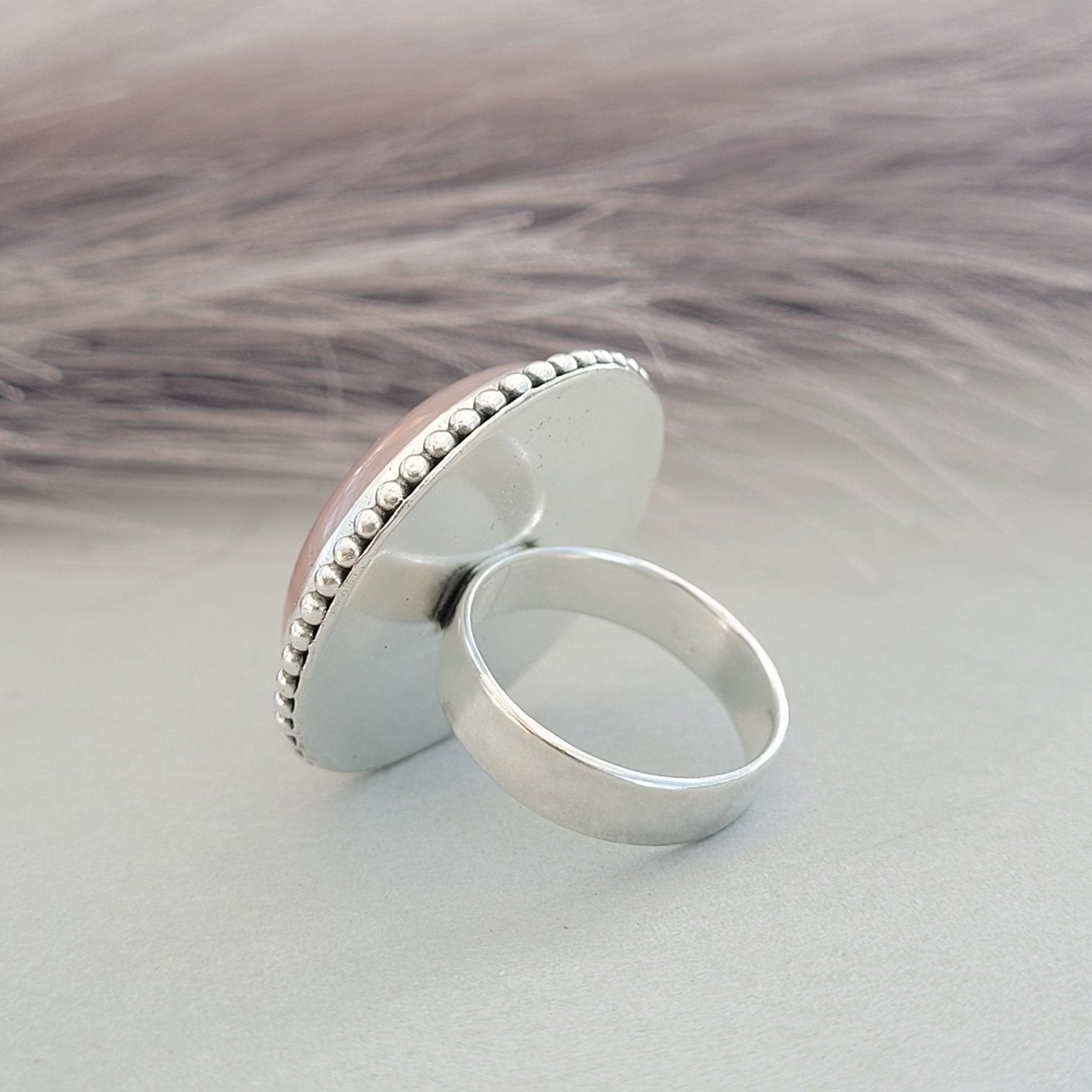 Ring mit Rosenquarz - 925er Sterling Silber