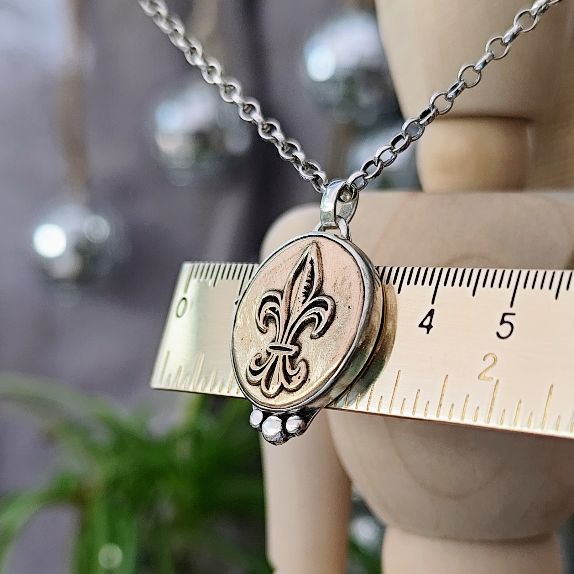 Kettenanhänger "Vintage Lilie" 925 Silber & Bronze