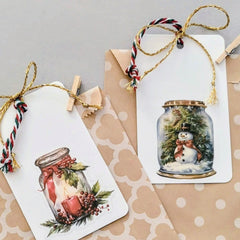 Gratis Verpackung - Vintage - Weihnachtstüte mit Geschenkanhänger und Holzklammer. Verschiedene Motive, gratis zu jedem Schmuckstück