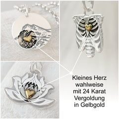 Kettenanhänger "Liebe im Herzen" Bicolor, Anatomisches Herz aus recyceltem Silber - animoART