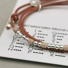 MORSE - CODE Armband, Leder & 925er Silber - animoART