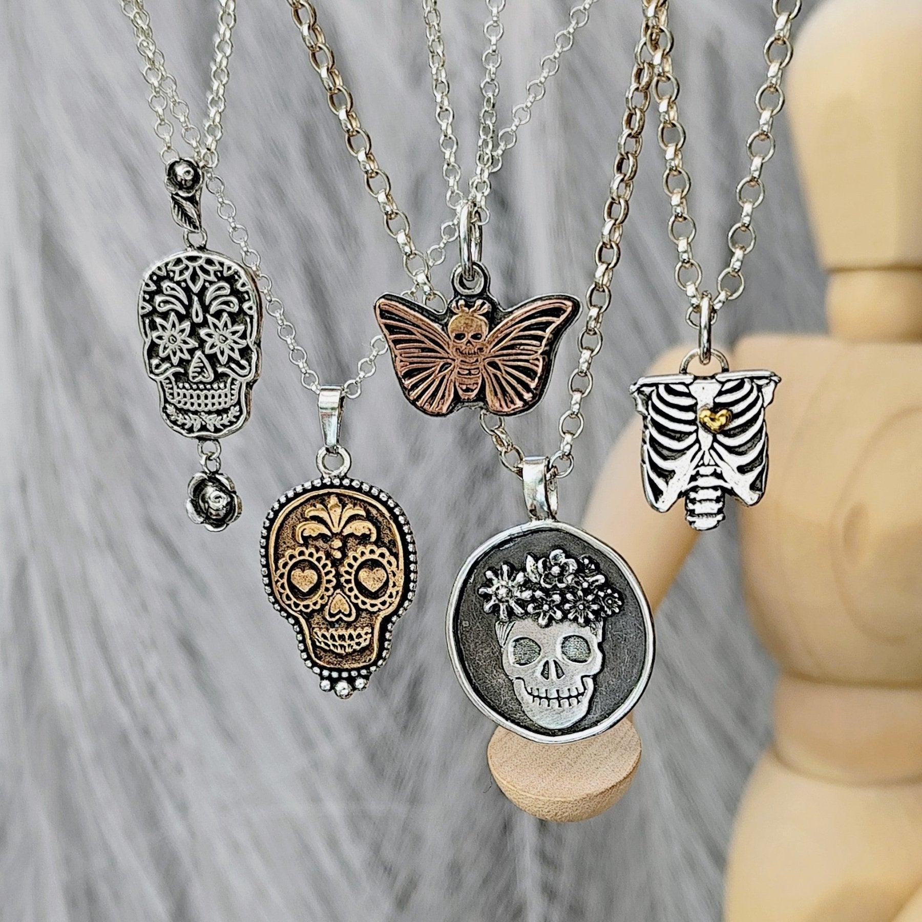 Kettenanhänger "La Catrina in Love" 925 Silber & Bronze
