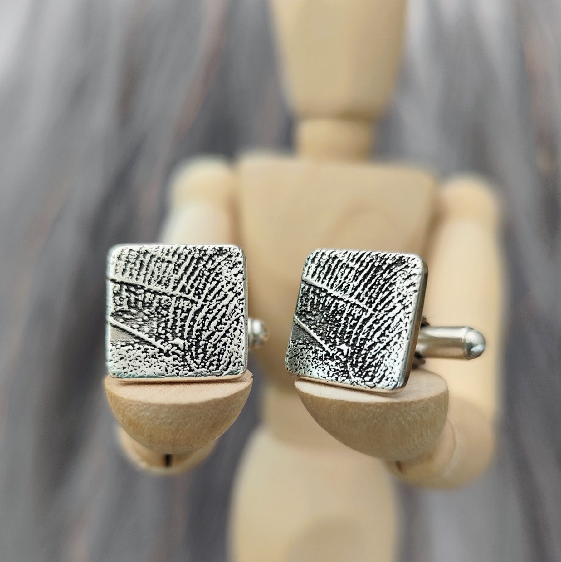 Manschettenknöpfe mit persönlicher Gravur, mit Fingerabdruck oder Wunschmotiv, 925 Sterlingsilber,