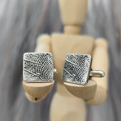 Manschettenknöpfe mit persönlicher Gravur, mit Fingerabdruck oder Wunschmotiv, 925 Sterlingsilber,