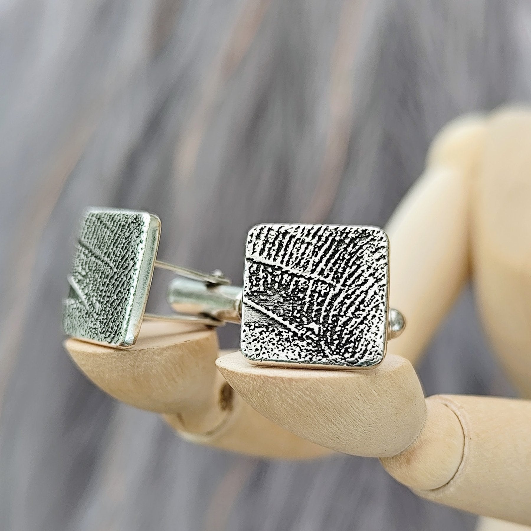 Manschettenknöpfe mit persönlicher Gravur, mit Fingerabdruck oder Wunschmotiv, 925 Sterlingsilber,