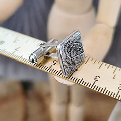Manschettenknöpfe mit persönlicher Gravur, mit Fingerabdruck oder Wunschmotiv, 925 Sterlingsilber,