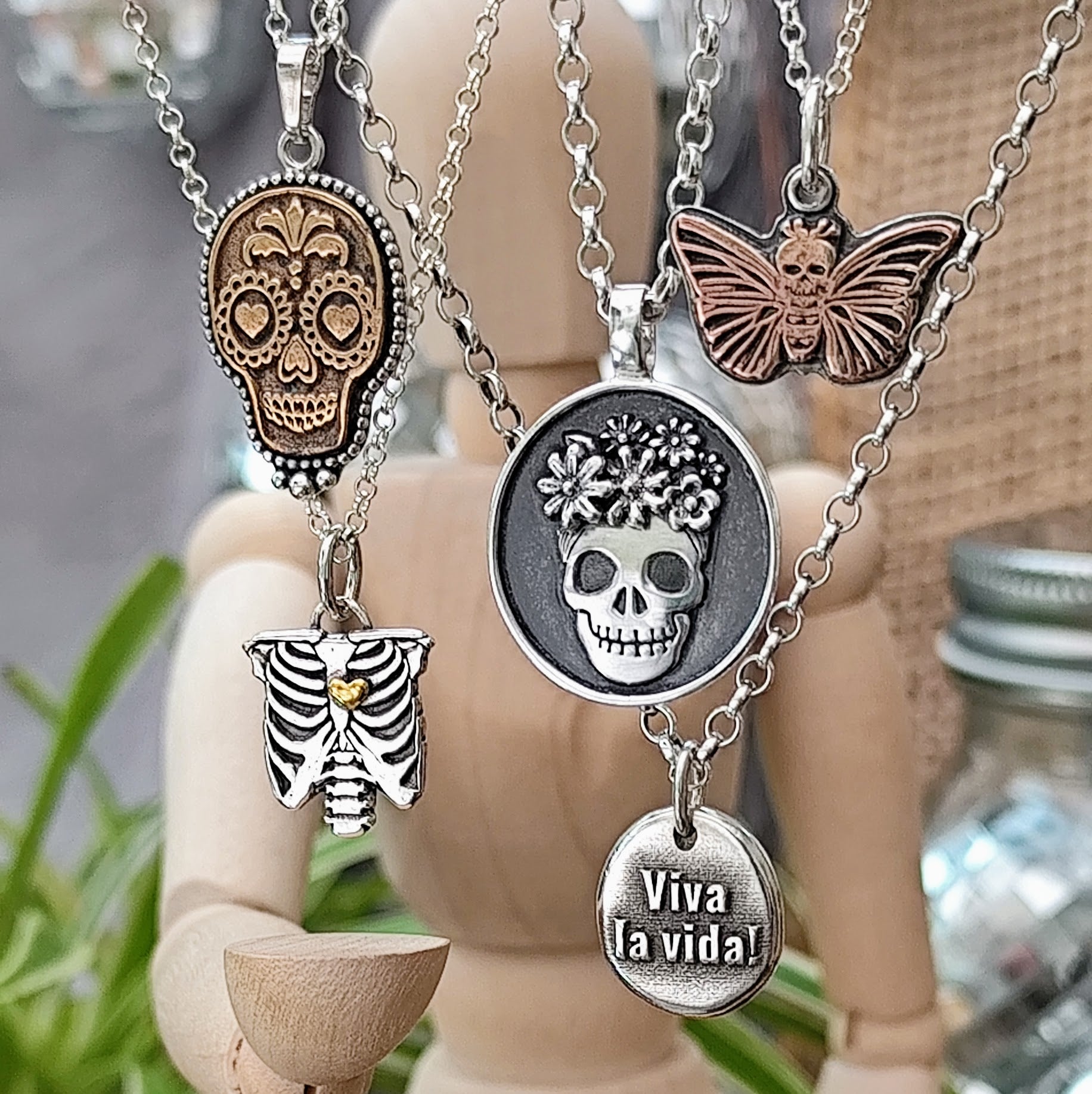 Kettenanhänger "La Catrina" Frame - handgefertigt aus recyceltem Silber