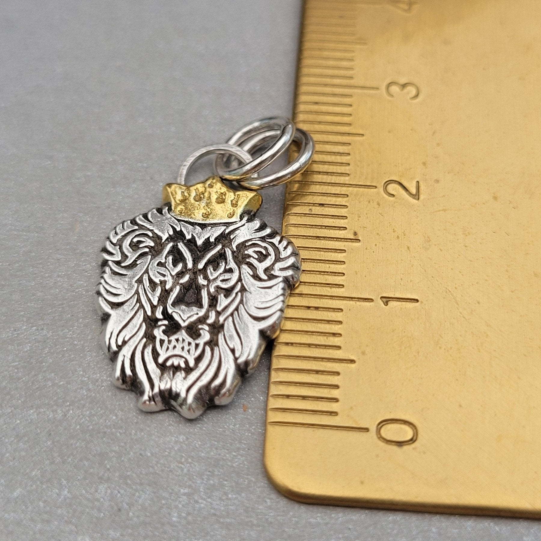 Anhänger "Löwen - König" Bicolor, aus recyceltem Sterlingsilber und 24Karat Gold, handgefertigt - animoART