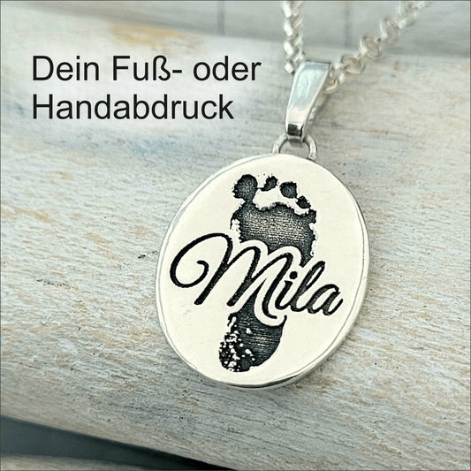 Anhänger mit Fußabdruck & Name - animoART