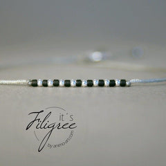 Textilband in Grau - Silber "Delica Fine Pearls" Damen Armband_Schmuck_handmade_animoART