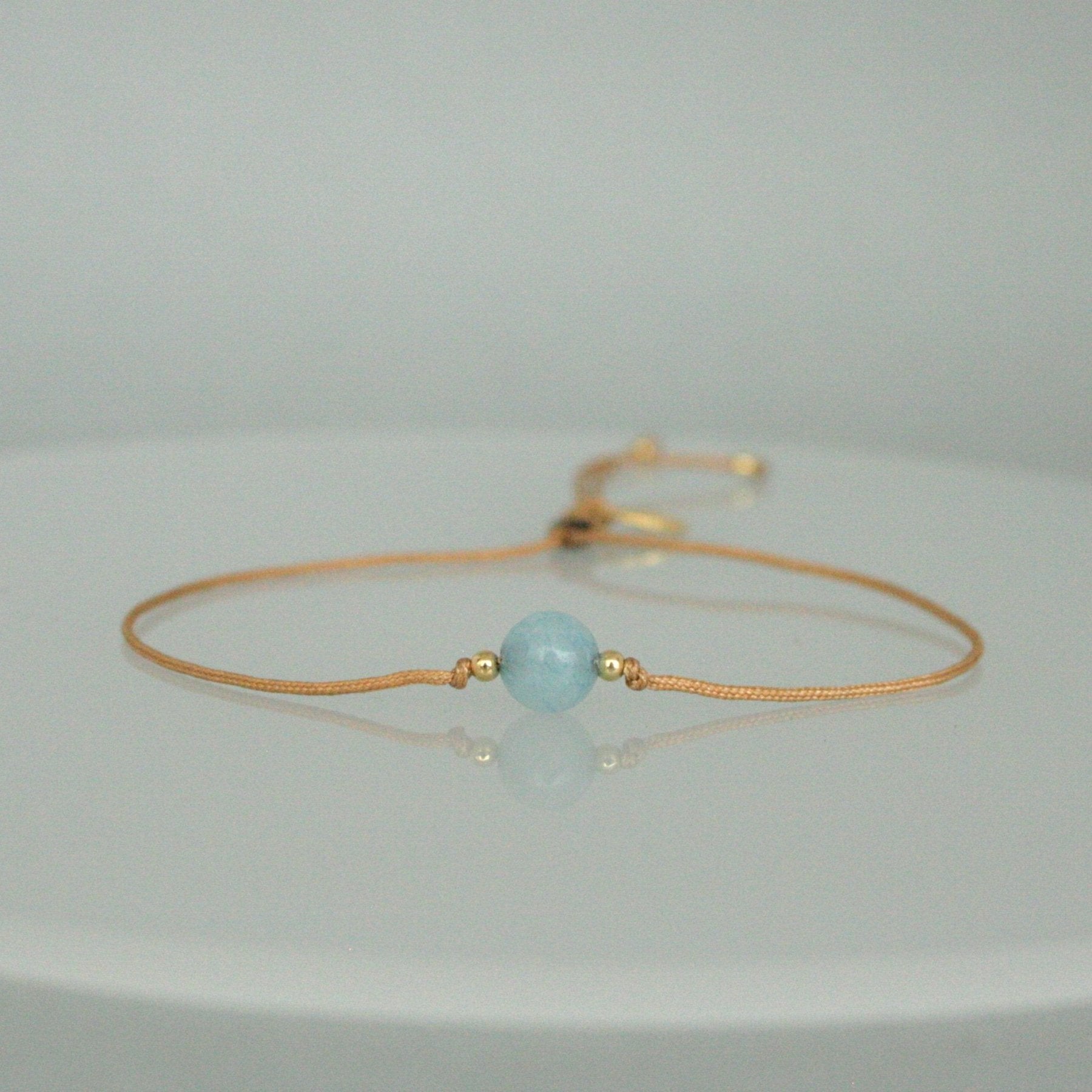 Armband mit Bedeutung "Aquamarin" / Gold - Blau_Schmuck_handmade_animoART