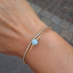 Armband mit Bedeutung "Aquamarin" / Gold - Blau_Schmuck_handmade_animoART