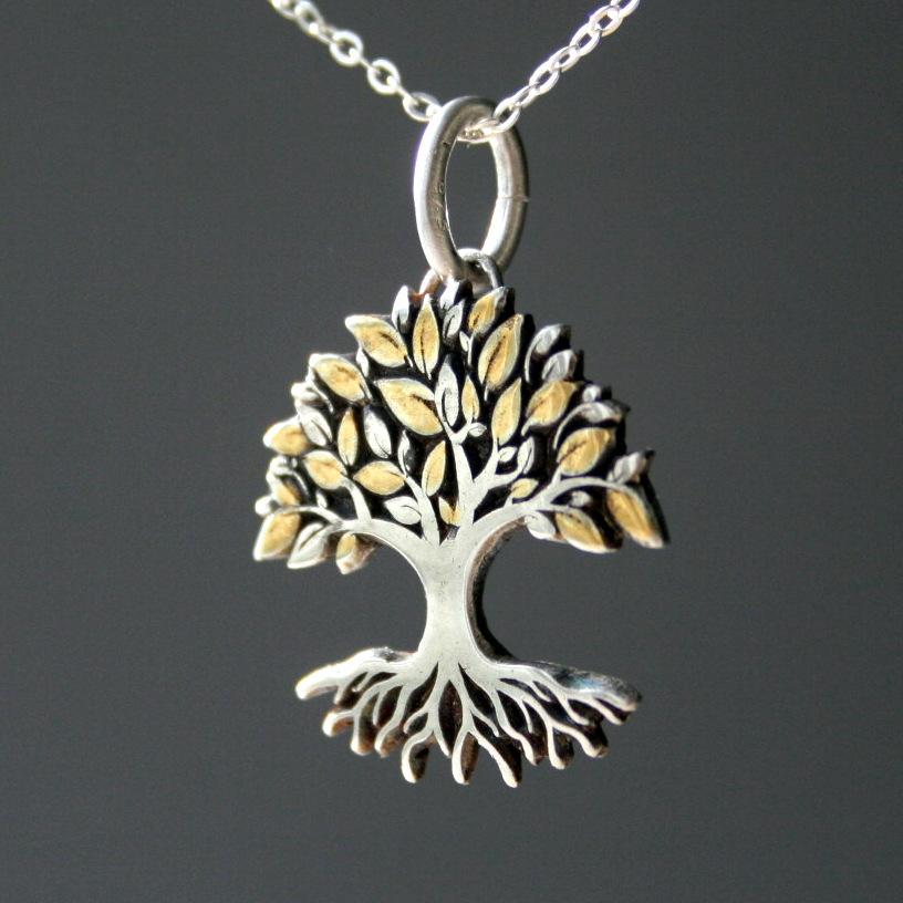 Kette "Baum des Lebens" Anhänger in Silber mit Lebensbaum_Schmuck_handmade_animoART