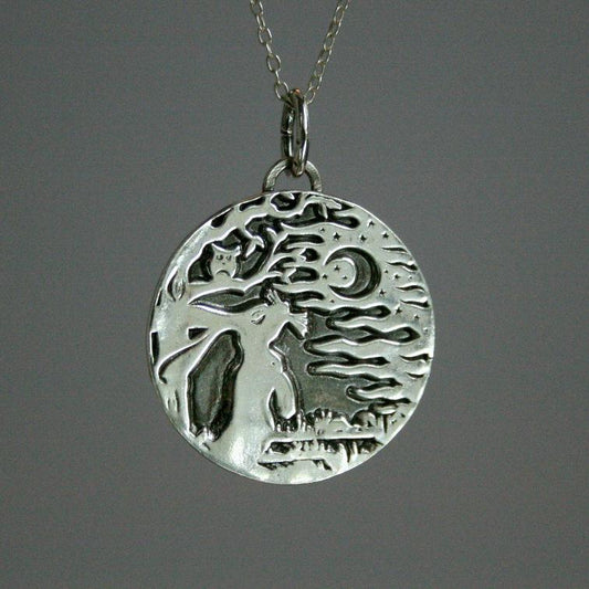 Kette "Hase im Mondschein" Anhänger in Silber_Schmuck_handmade_animoART