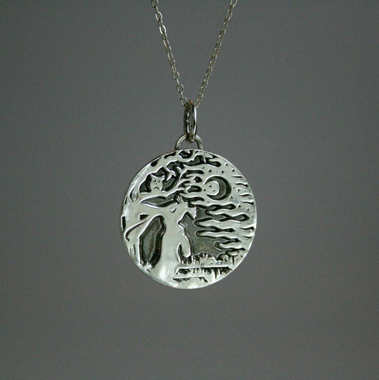 Kette "Hase im Mondschein" Anhänger in Silber_Schmuck_handmade_animoART