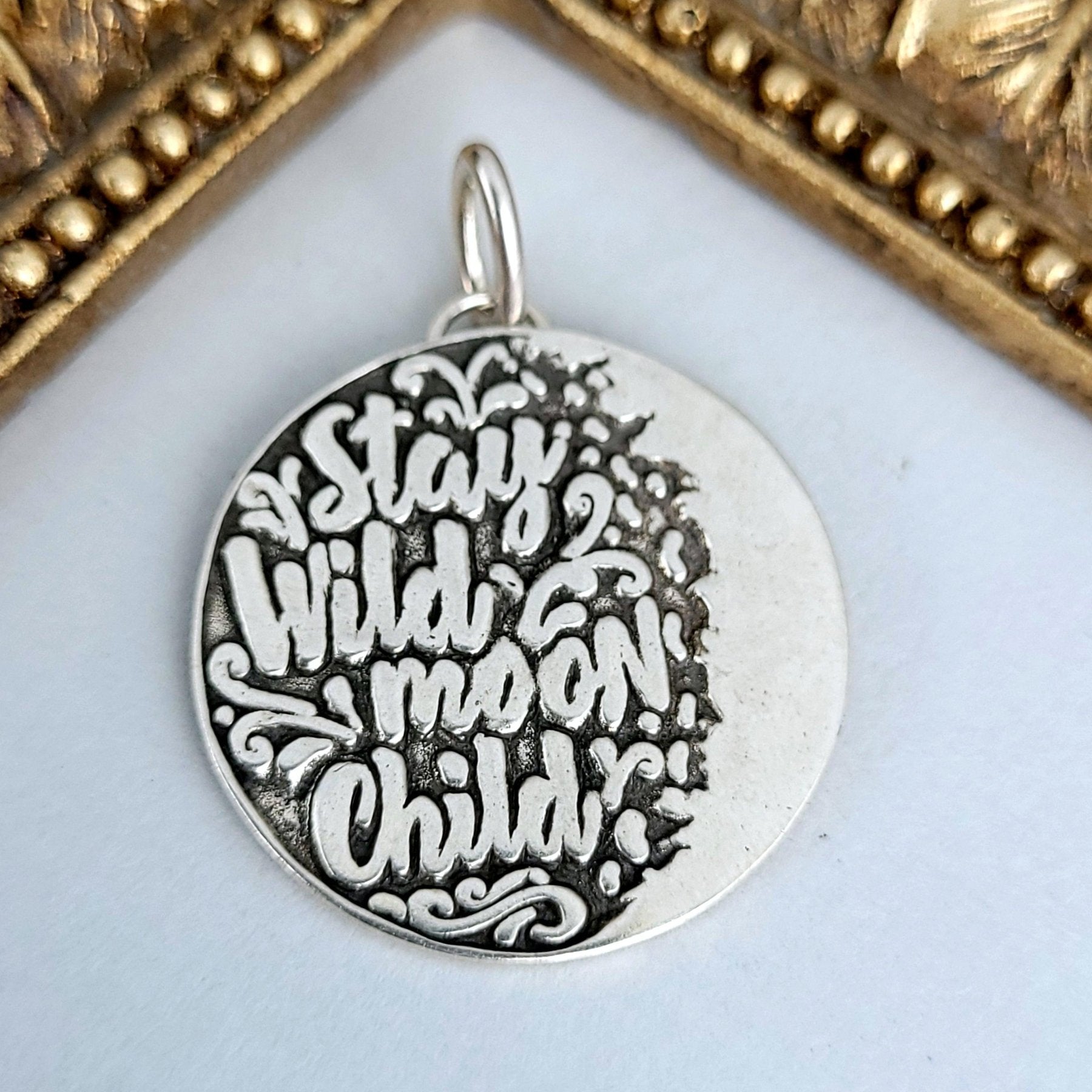 Anhänger "Stay Wild Moon Child" 925er recyceltes Sterlingsilber, handgefertigt - animoART