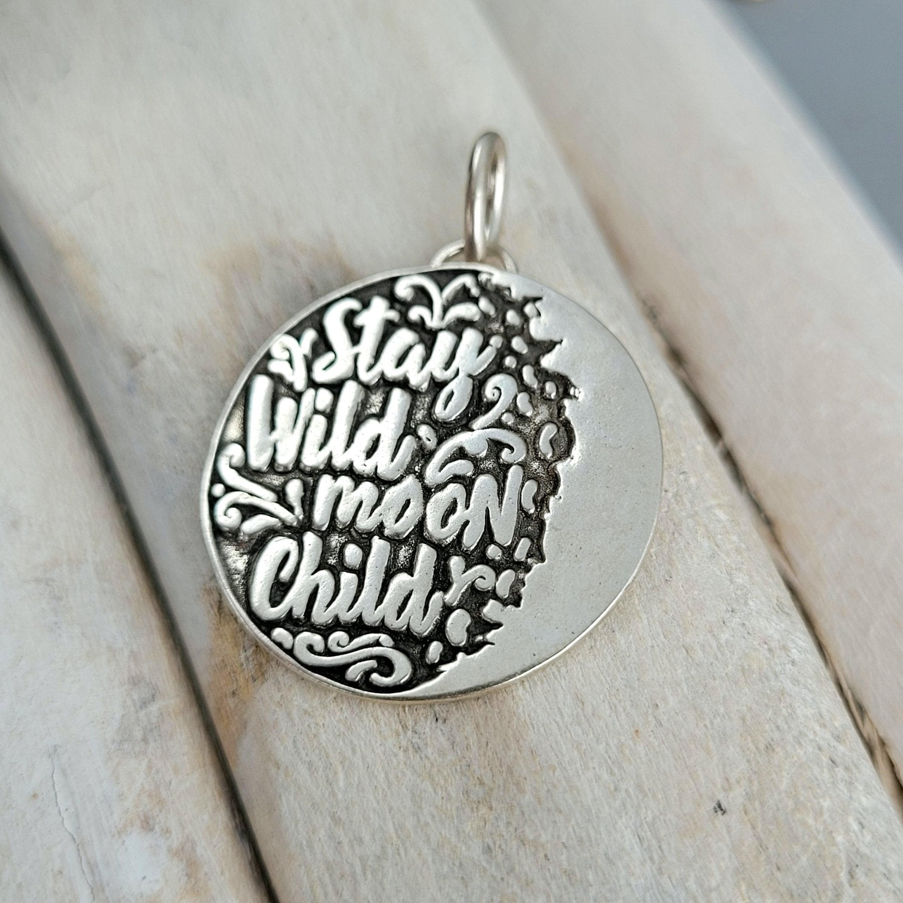 Anhänger "Stay Wild Moon Child" 925er recyceltes Sterlingsilber, handgefertigt - animoART