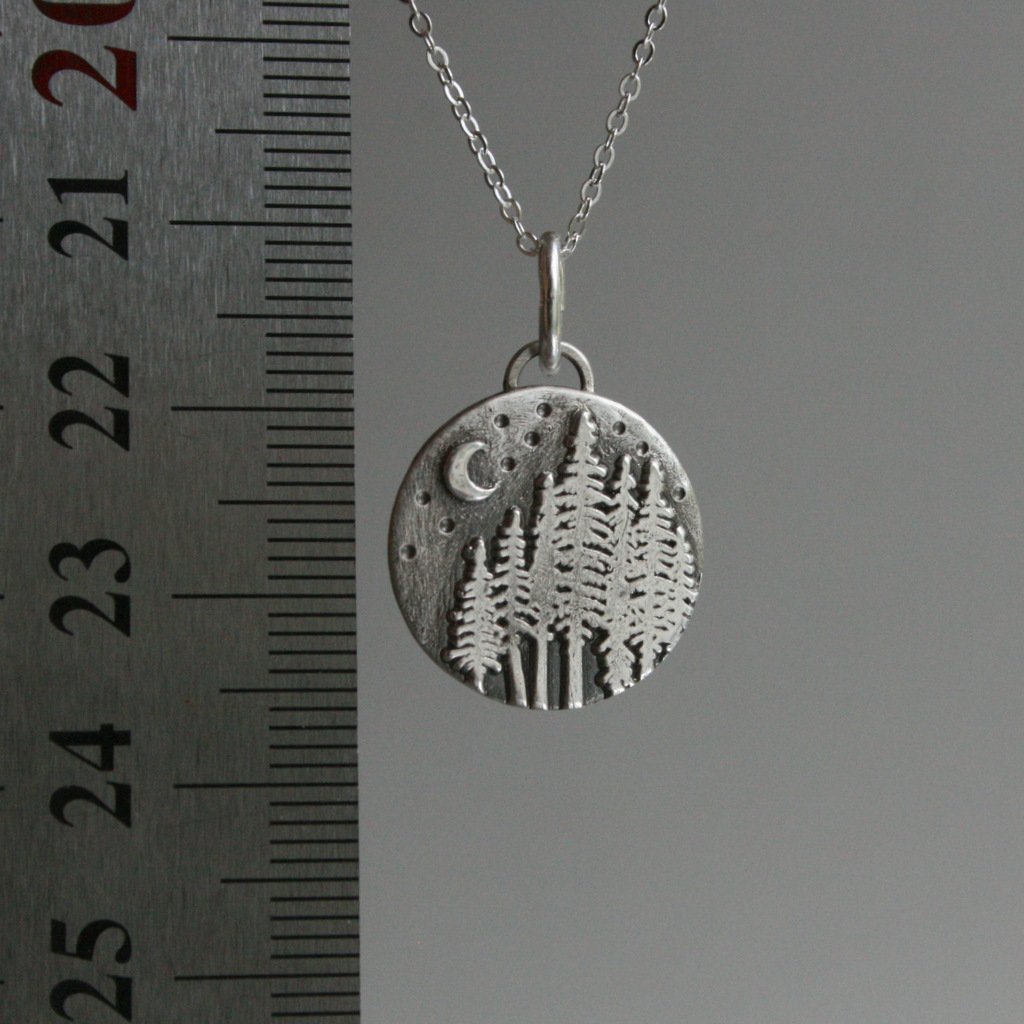 Kette "Wald im Mondschein" Feinsilber_Schmuck_handmade_animoART