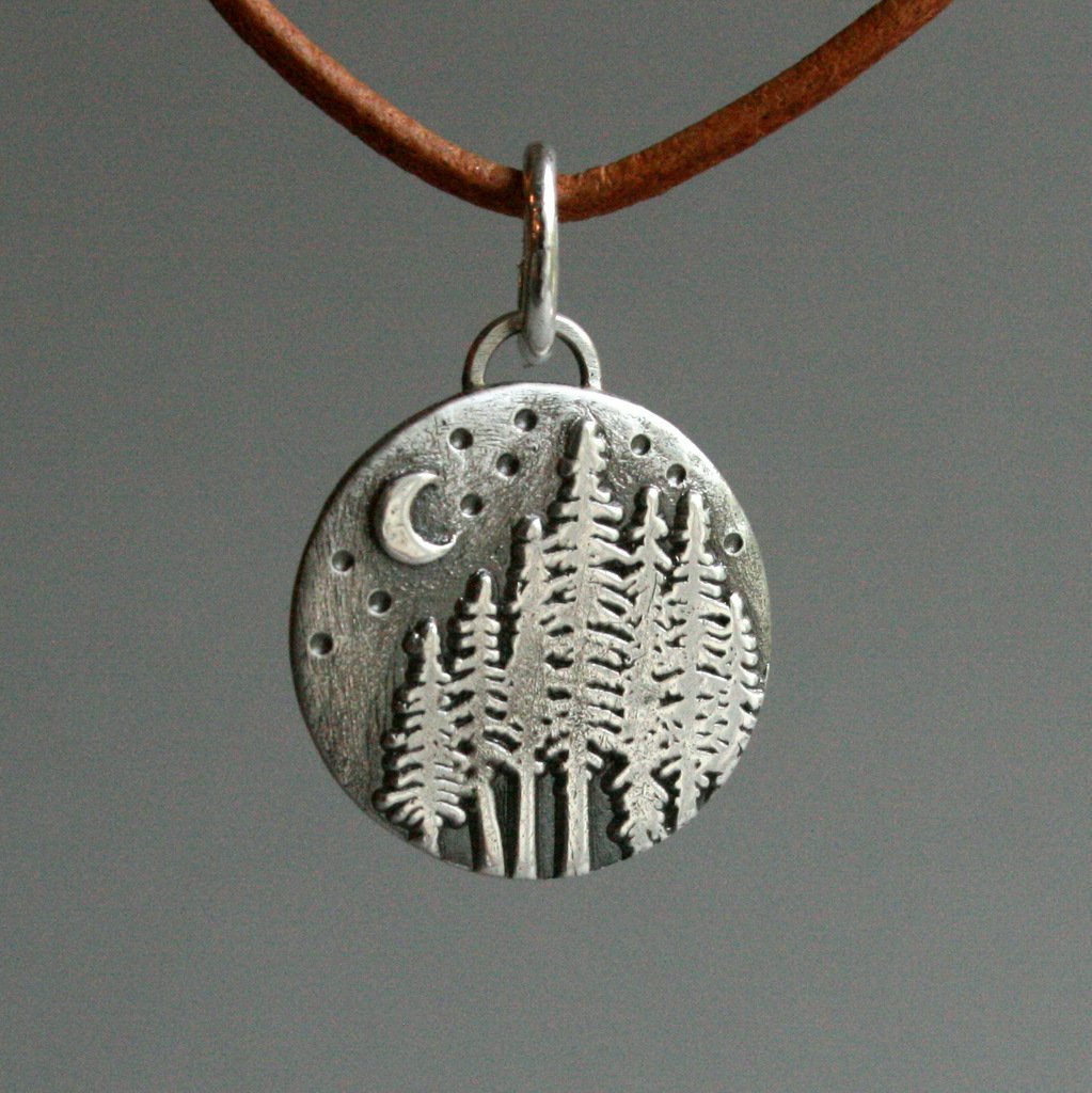 Kette "Wald im Mondschein" Feinsilber_Schmuck_handmade_animoART