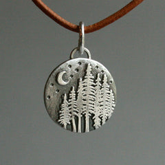 Kette "Wald im Mondschein" Feinsilber_Schmuck_handmade_animoART