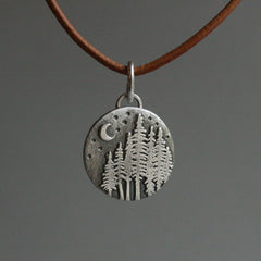 Kette "Wald im Mondschein" Feinsilber_Schmuck_handmade_animoART