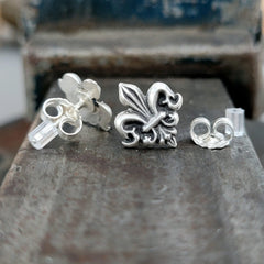 Ohrringe " Barocke Fleur de Lis" Ohrstecker, recyceltes 925er Silber - animoART