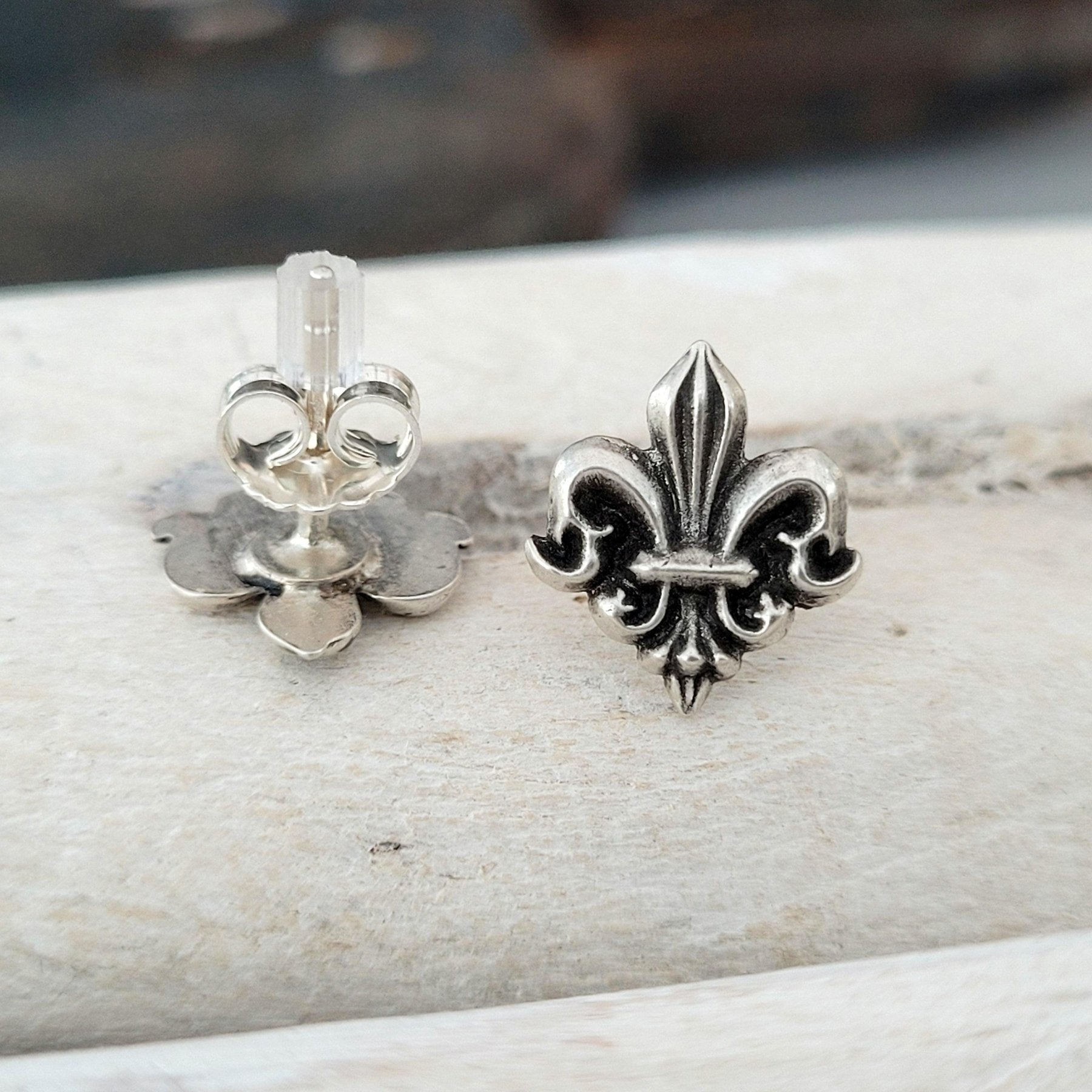 Ohrringe " Barocke Fleur de Lis" Ohrstecker, recyceltes 925er Silber - animoART