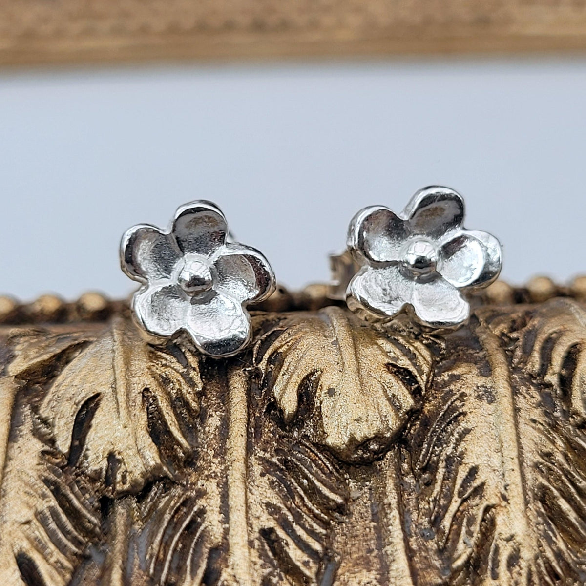 Ohrringe "Kleine Blume" Ohrstecker, recyceltes 925er Silber - animoART