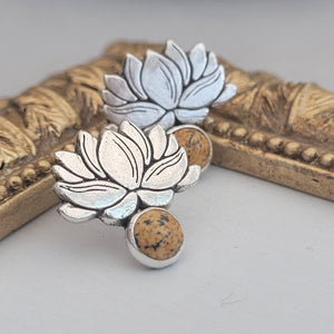 Ohrringe "Lotus mit Jasper" recyceltes Silber, handgefertigt - animoART