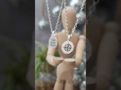 Kettenanhänger "Kompass mit Herz "Nugget" Personalisiert mit Gravur