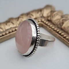 Ring mit Rosenquarz - 925er Sterling Silber - animoART