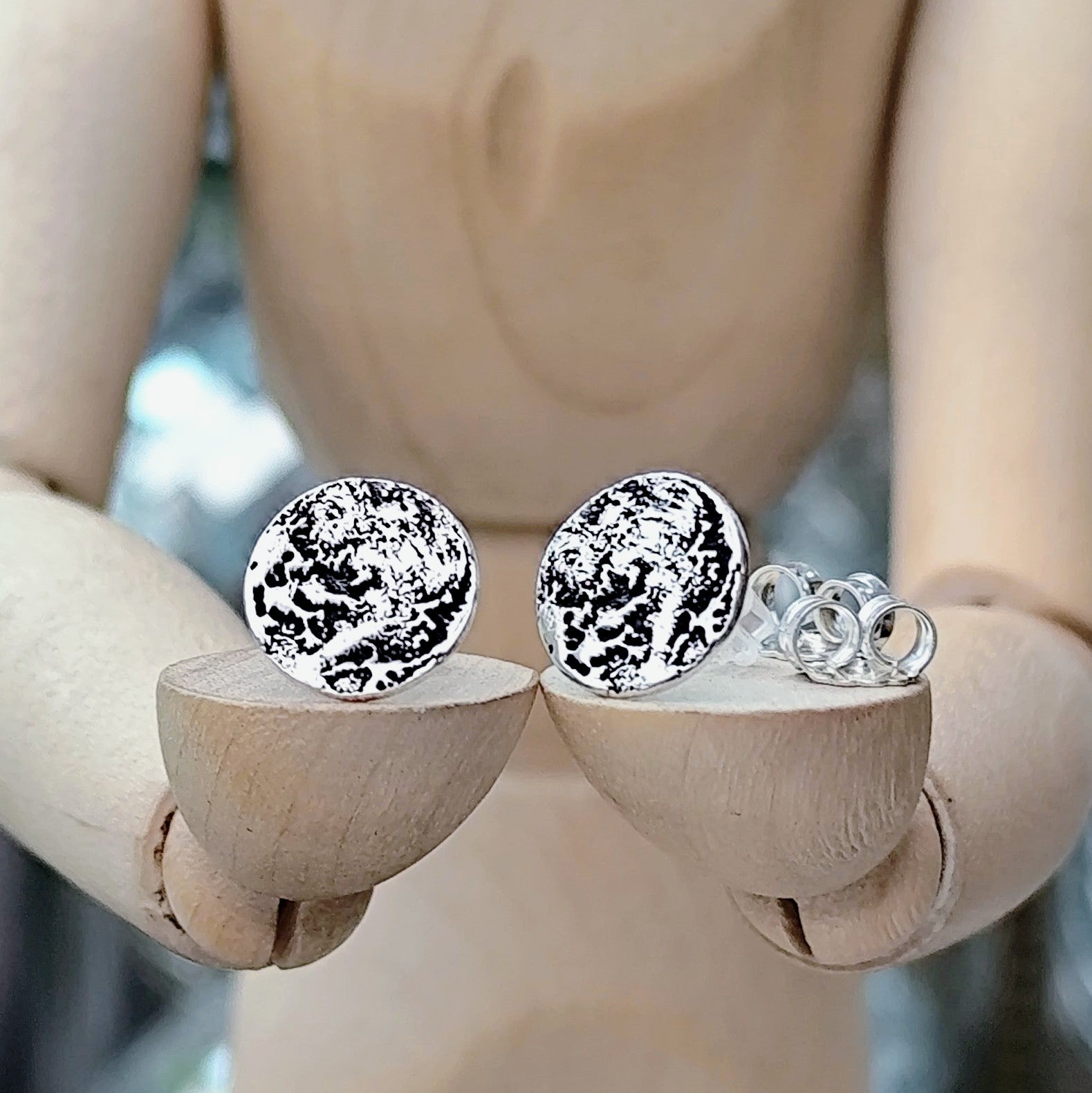 Ohrringe "Mondlandschaft" Ohrstecker, recyceltes 925er Silber