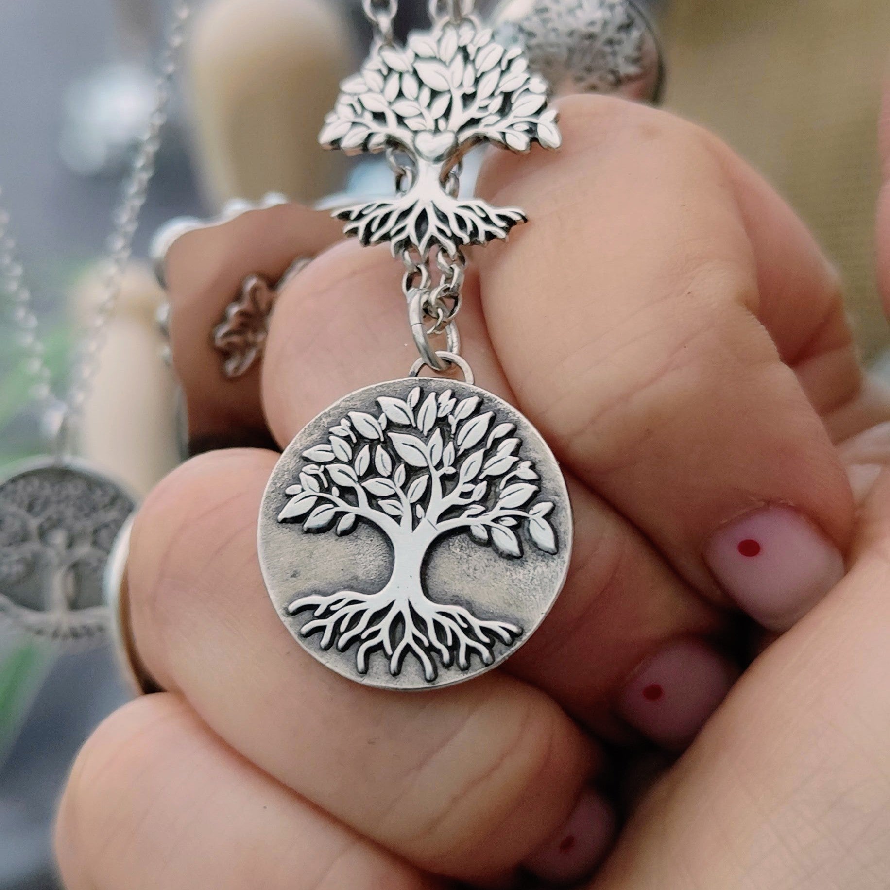 Kettenanhänger "Lebensbaum" aus 925er recyceltes Sterlingsilber, handgefertigt