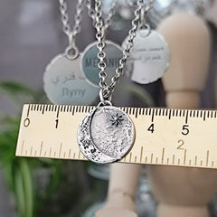 Kettenanhänger "Mond & Sonne" aus recyceltem 925er Silber, handgefertigt in Deutschland