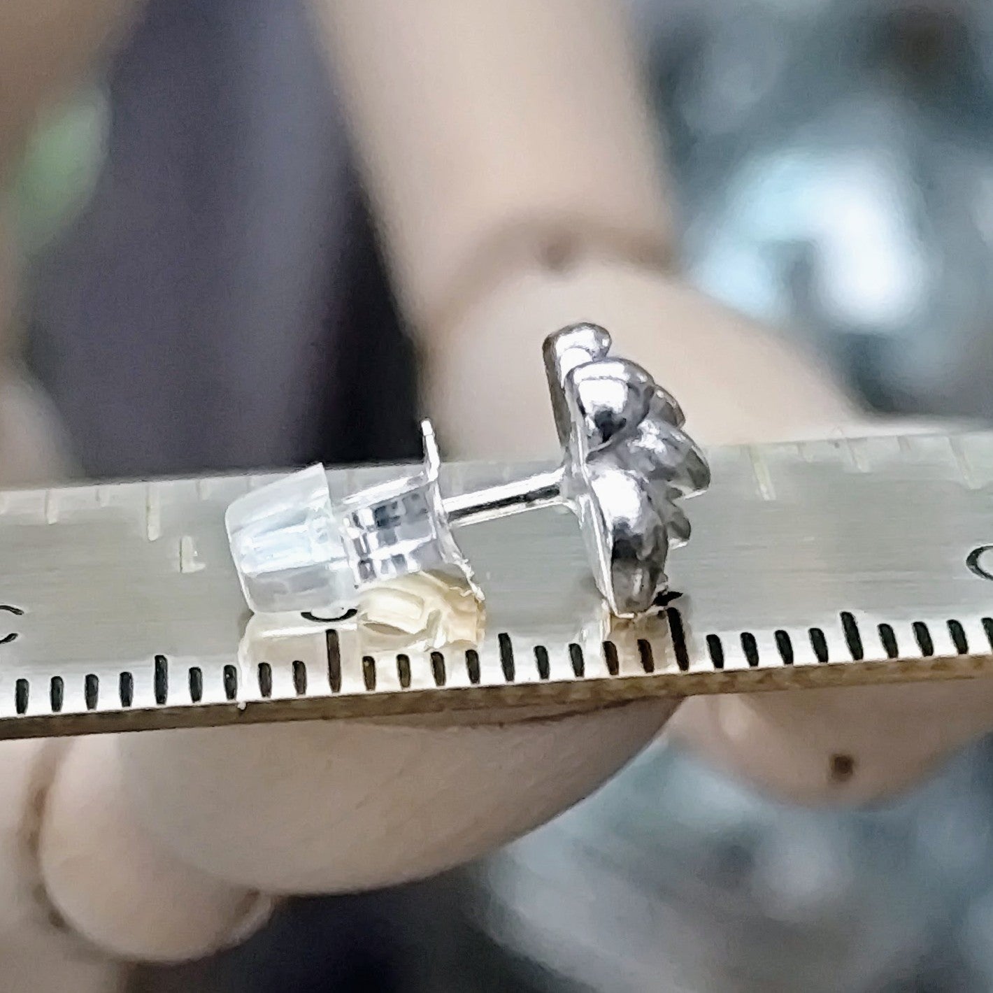 Ohrringe "Seerosen" recyceltes Silber, handgefertigt