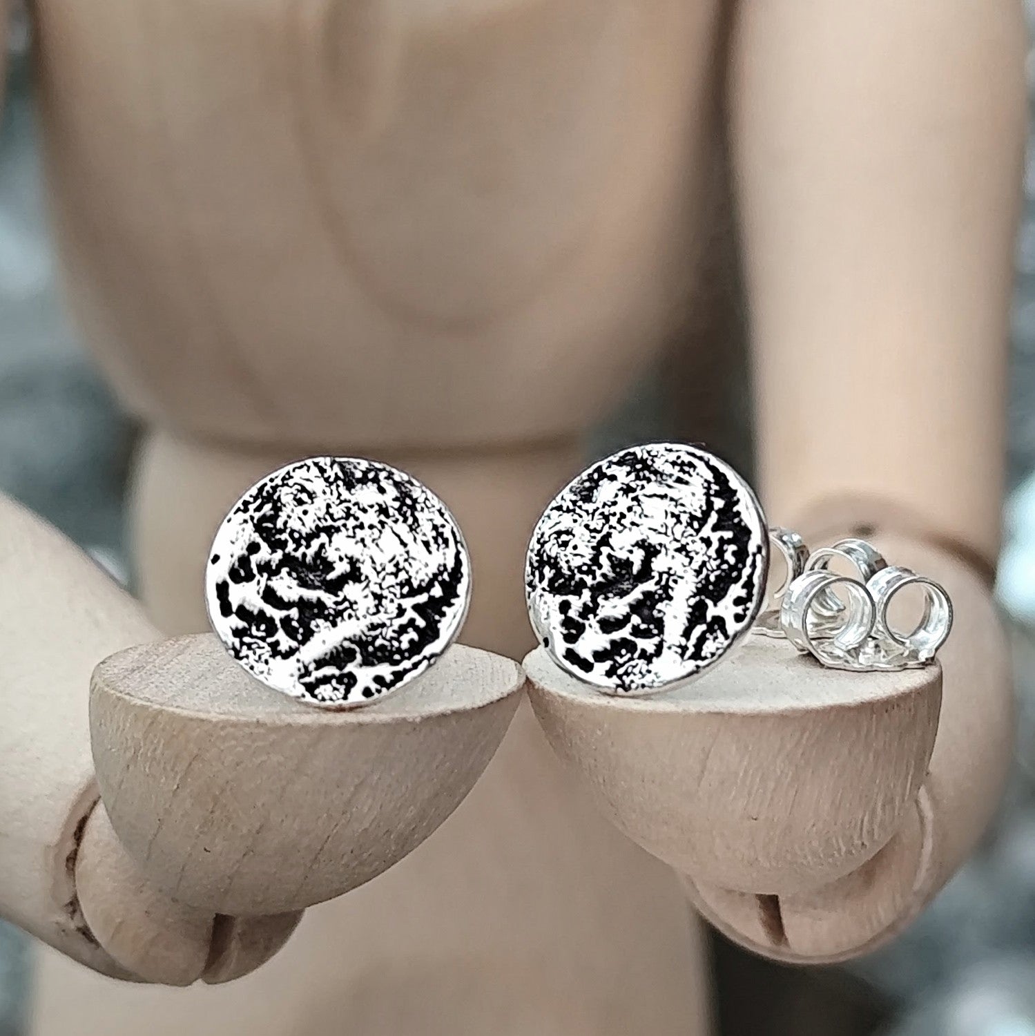 Ohrringe "Mondlandschaft" Ohrstecker, recyceltes 925er Silber