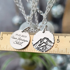 Kettenanhänger "Der Berg ruft" Rustic Style, handgefertigt aus recyceltem 925er Silber,