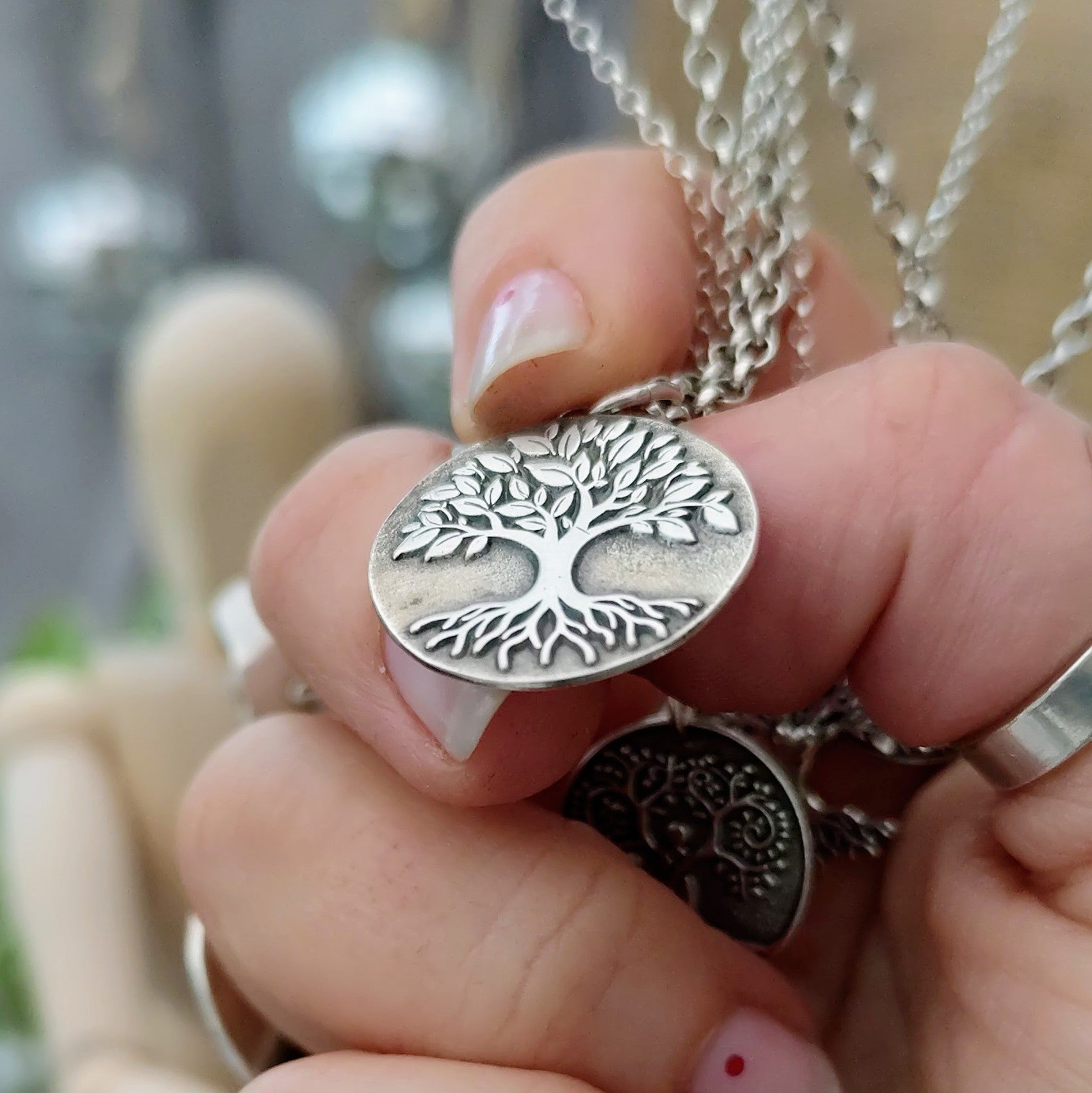 Kettenanhänger "Lebensbaum" aus 925er recyceltes Sterlingsilber, handgefertigt