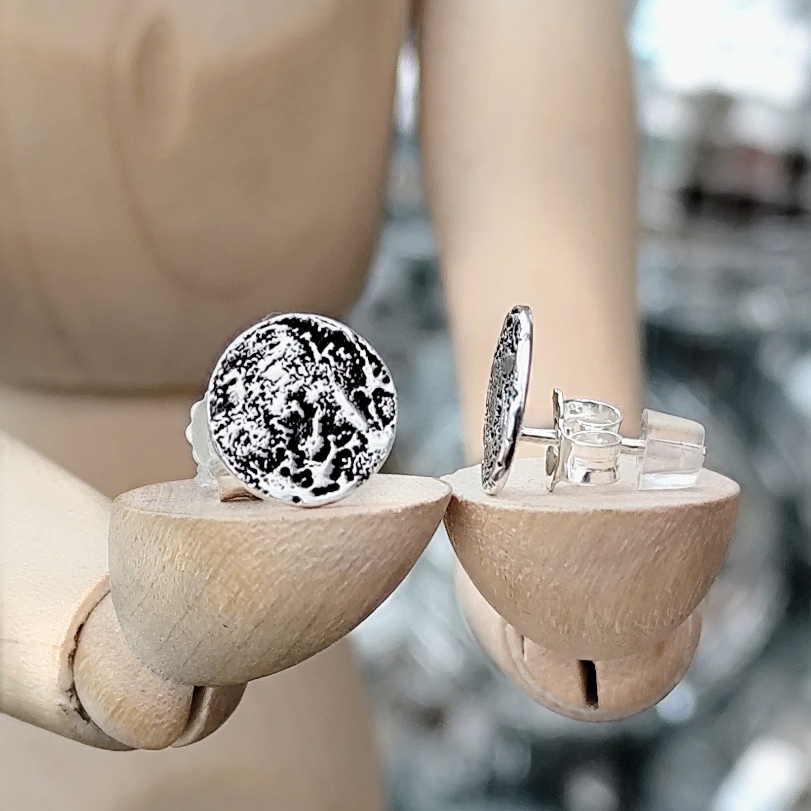 Ohrringe "Mondlandschaft" Ohrstecker, recyceltes 925er Silber