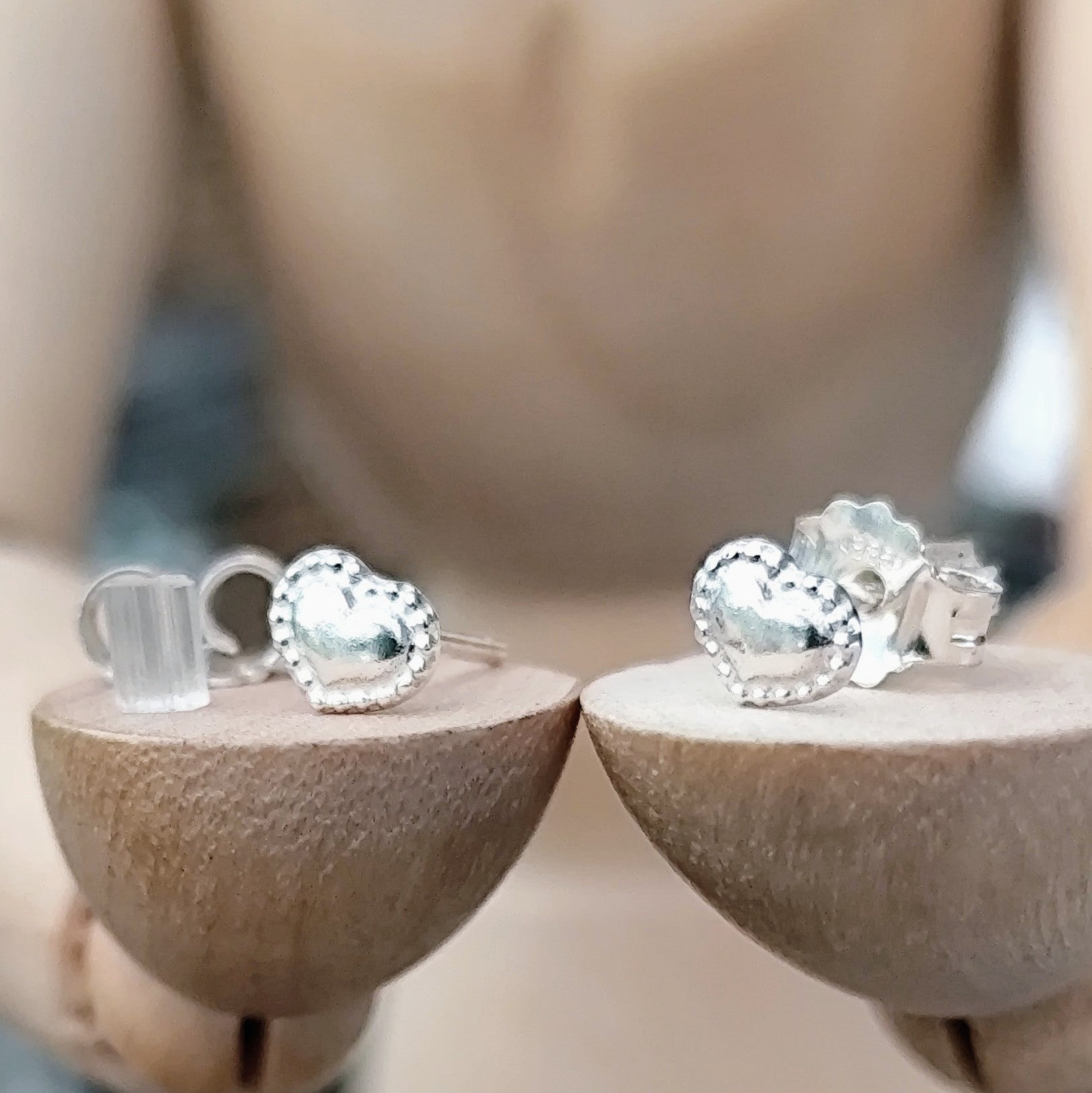 Ohrringe "Mini - Herz" Ohrstecker, recyceltes 925er Silber