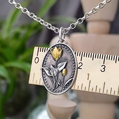 Kettenanhänger "Tulpen - Duo" recyceltes Silber, handgefertigt