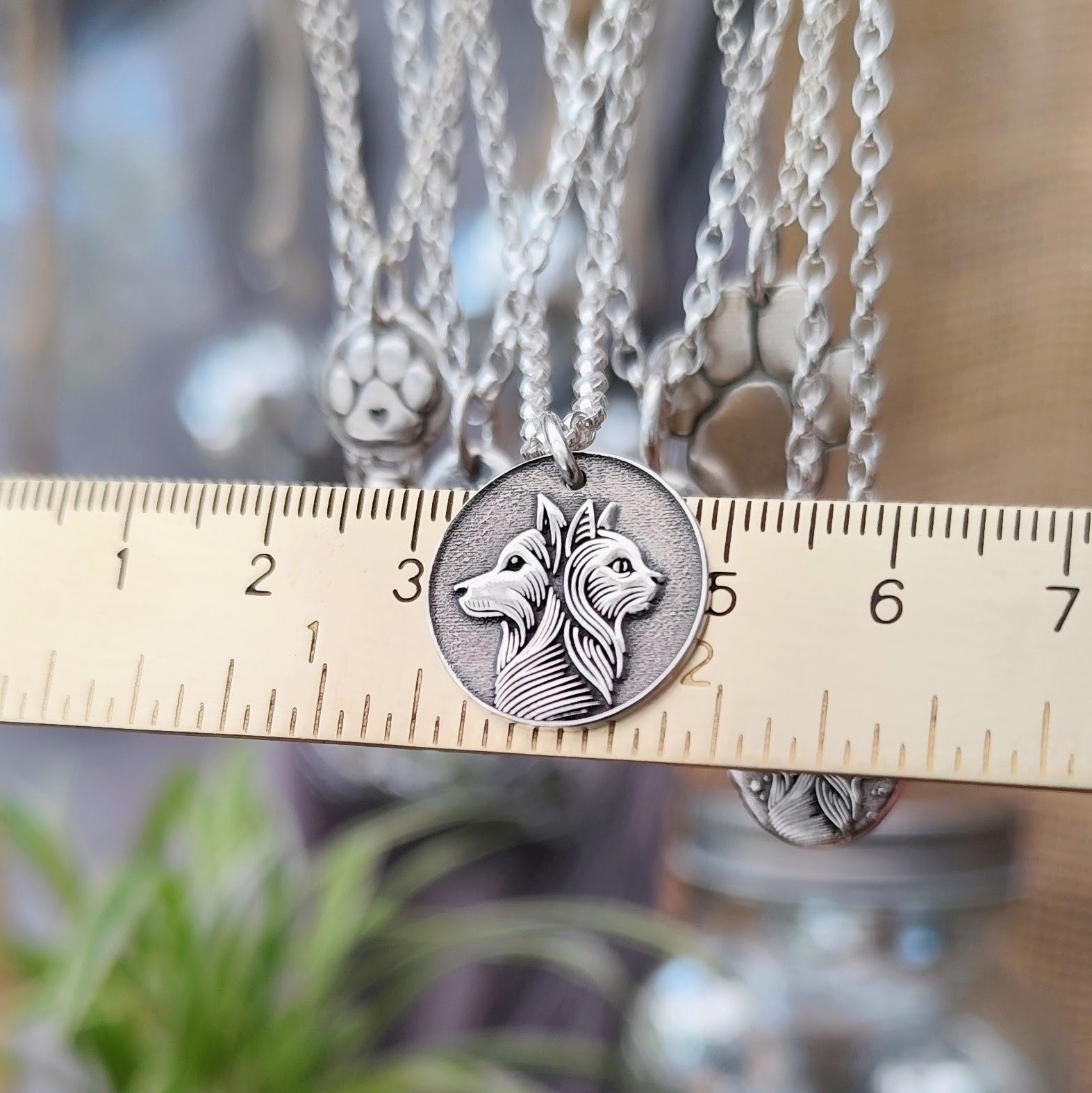 Kettenanhänger "Hund & Katze" 925er recyceltes Silber