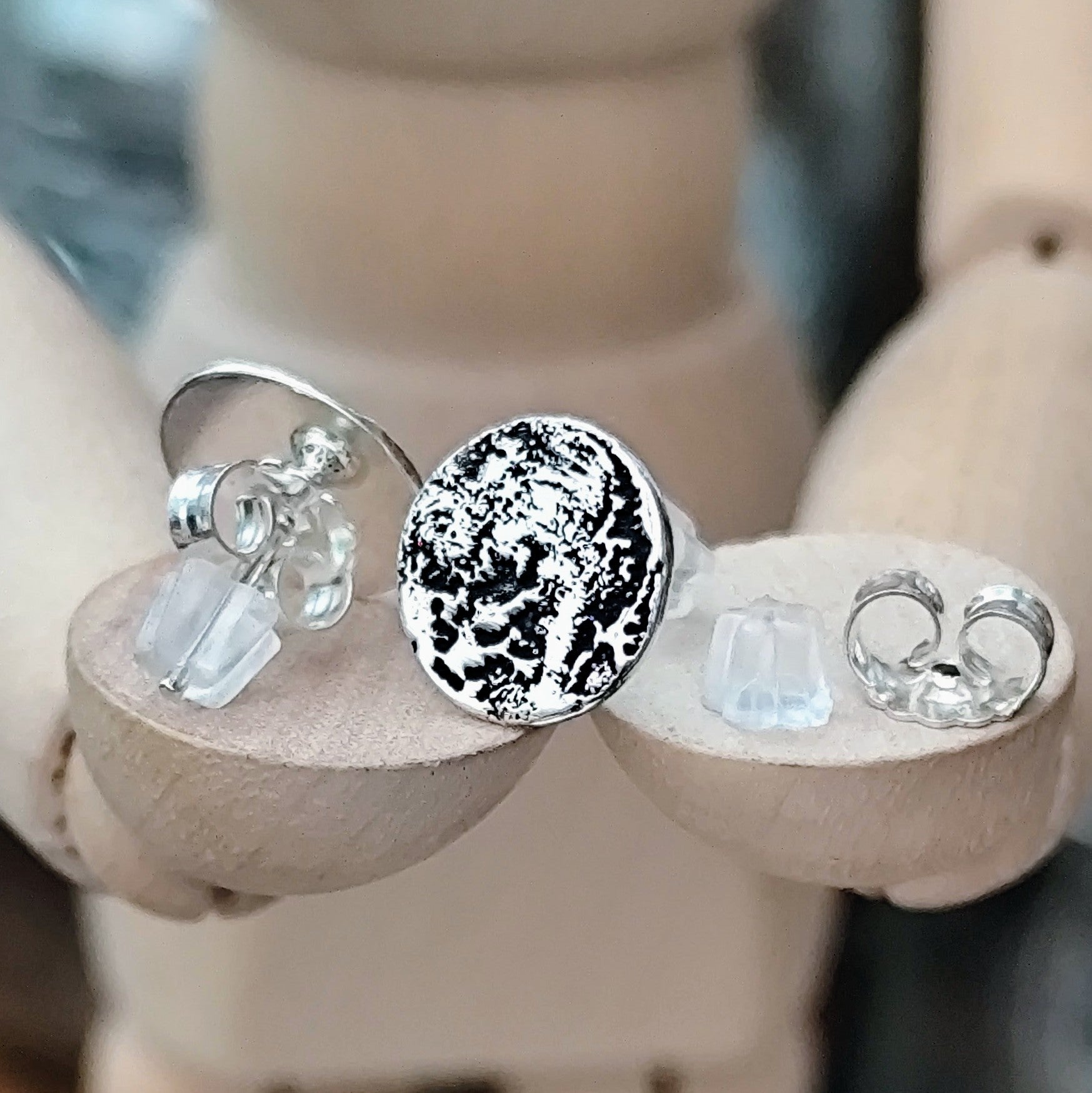 Ohrringe "Mondlandschaft" Ohrstecker, recyceltes 925er Silber