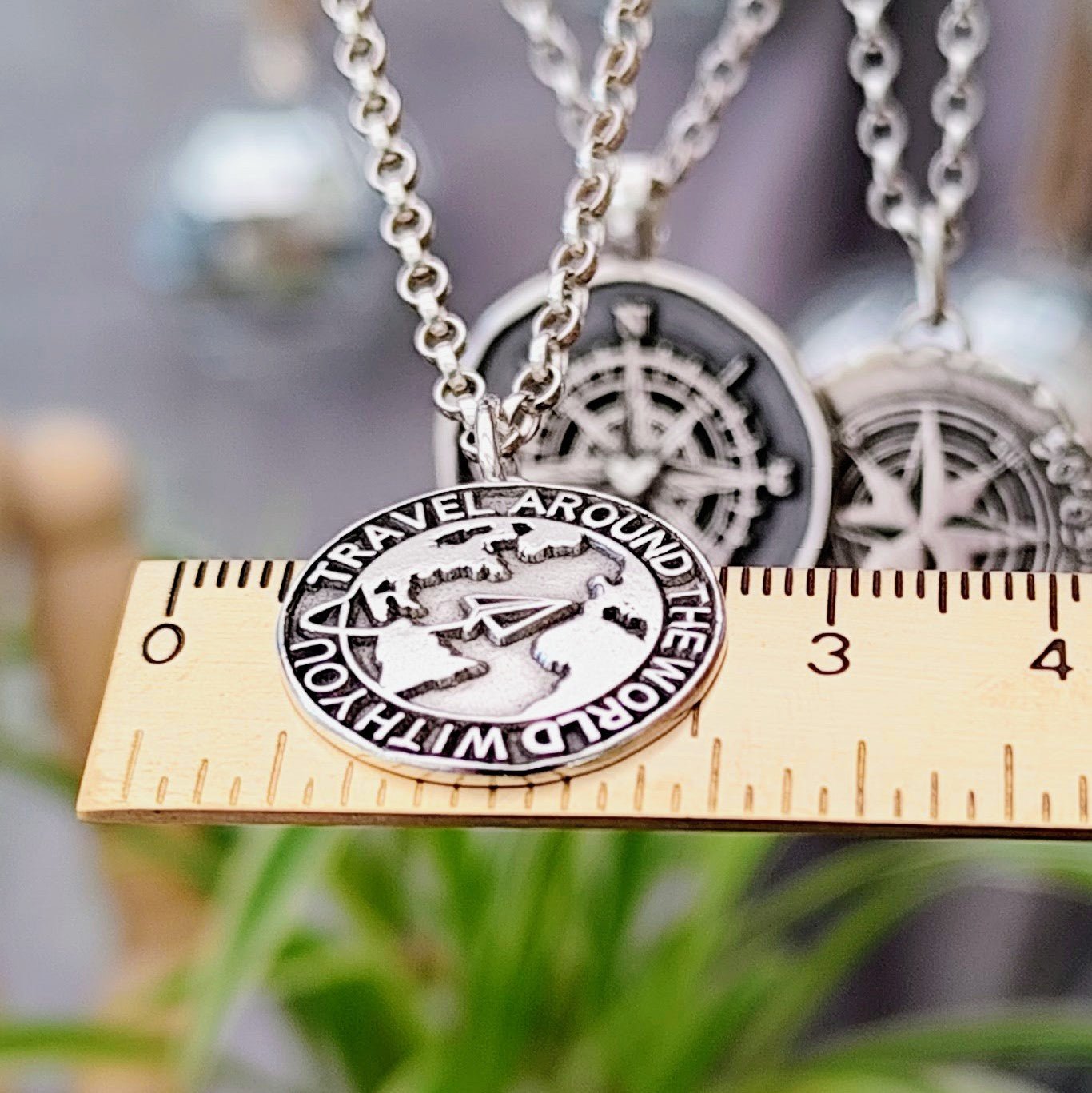 Kettenanhänger "Travel around the world" 925er recyceltes Silber