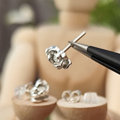 Ohrringe "Seerosen" recyceltes Silber, handgefertigt