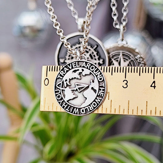 Kettenanhänger "Travel around the world" 925er recyceltes Silber