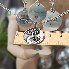 Kettenanhänger "Lebensbaum Yin Yang" recyceltes Silber, handgefertigt