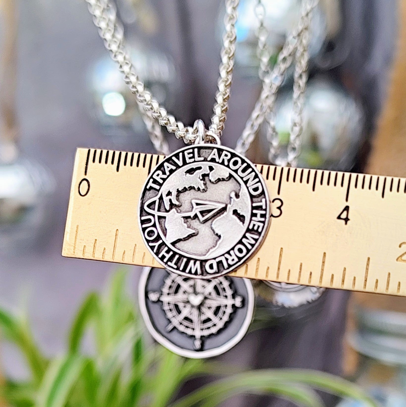 Kettenanhänger "Travel around the world" 925er recyceltes Silber