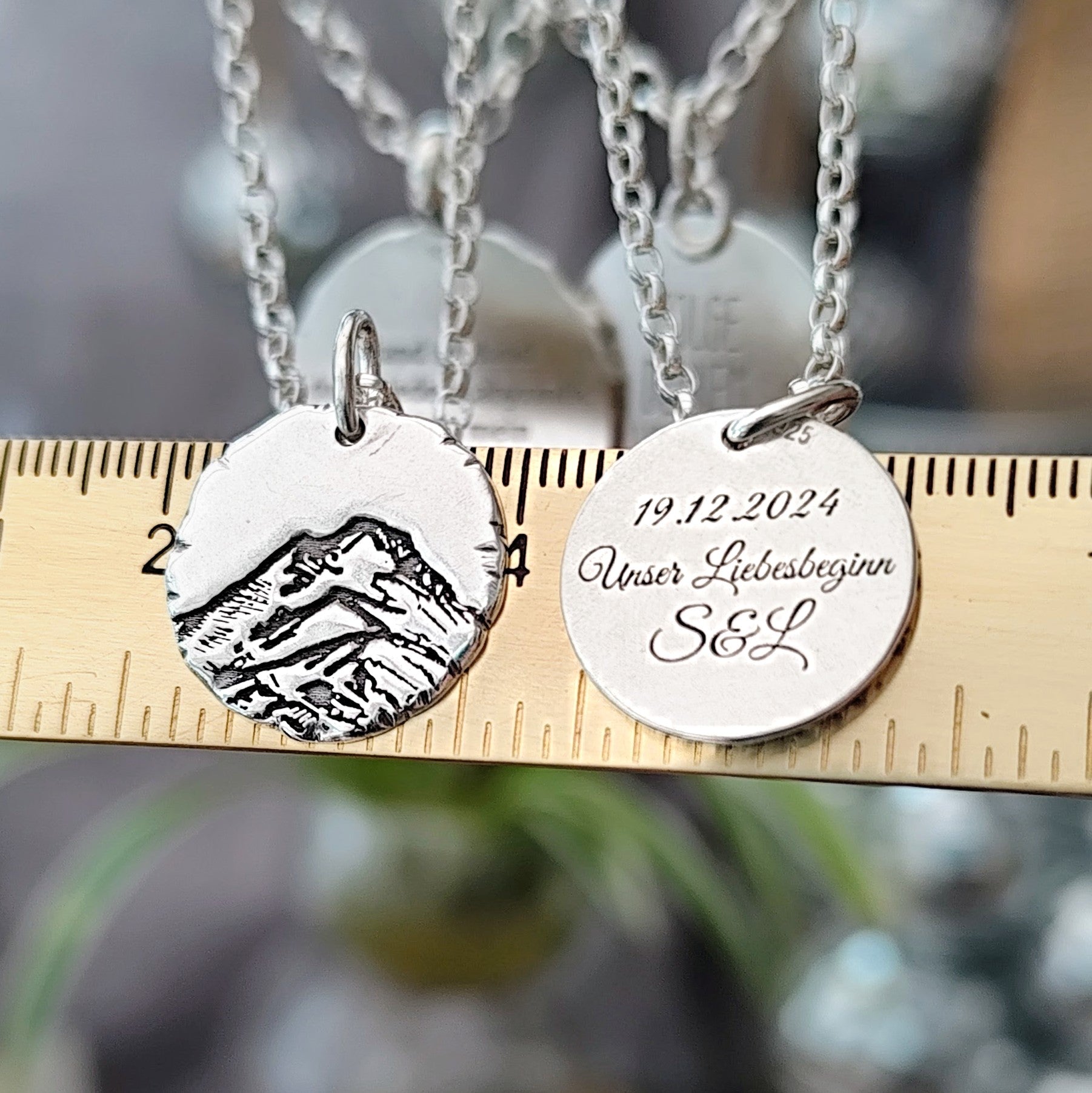 Kettenanhänger "Der Berg ruft" Rustic Style, handgefertigt aus recyceltem 925er Silber,