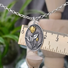 Kettenanhänger "Tulpen - Duo" recyceltes Silber, handgefertigt